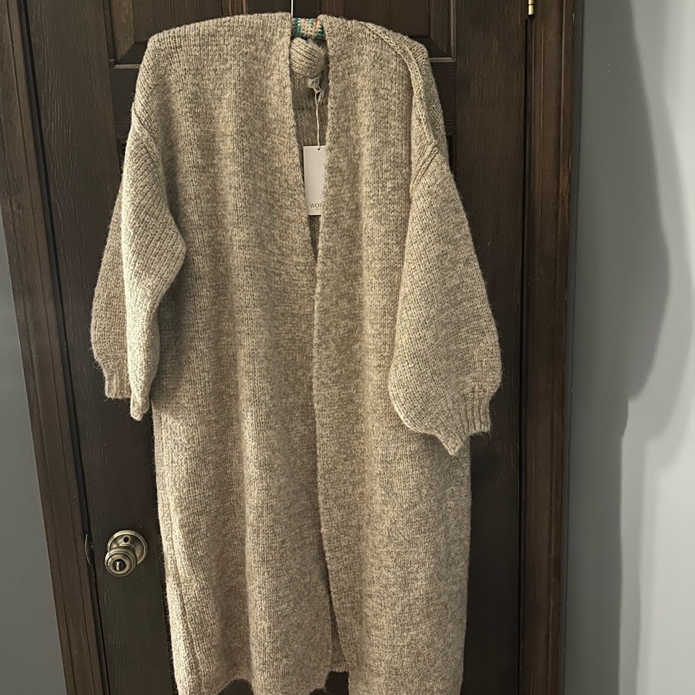 Amelia Oversized Rolled Edge Cardigan in Oatmeal